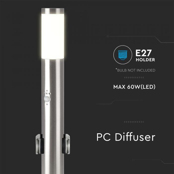 Lampa-ogrodowa-stojąca-60cm-2-gniazda-230V-czujnik-ruchu-zmierzchu-Inox-Srebrna-IP44-2.jpg