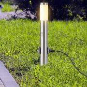 Lampa-ogrodowa-stojąca-60cm-2-gniazda-230V-czujnik-ruchu-zmierzchu-Inox-Srebrna-IP44-6.jpg