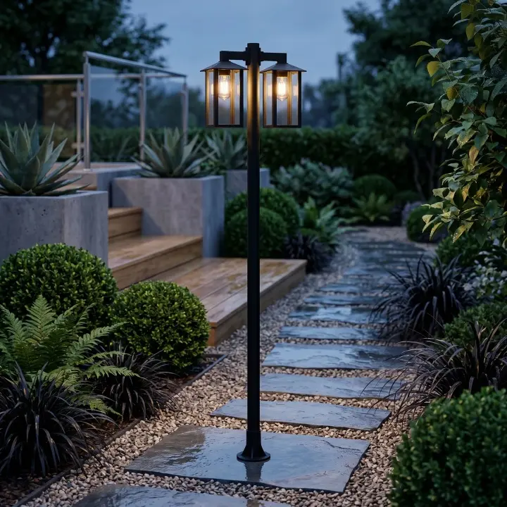 Lampa-Ogrodowa-Parkowa-slup-220cm-stojaca-zewnetrzna-lampion-2x-E27-Czarna-IP44-3.jpg